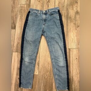 Rag & Bone Mazie High Waist Skinny Fit Crop Tuxedo Stripe Jeans Size 28
